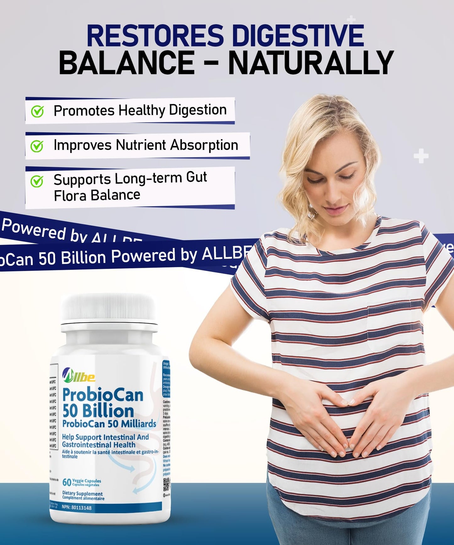 Allbe ProbioCan Probiotic Capsule 50 Billion CFU, 60 Count