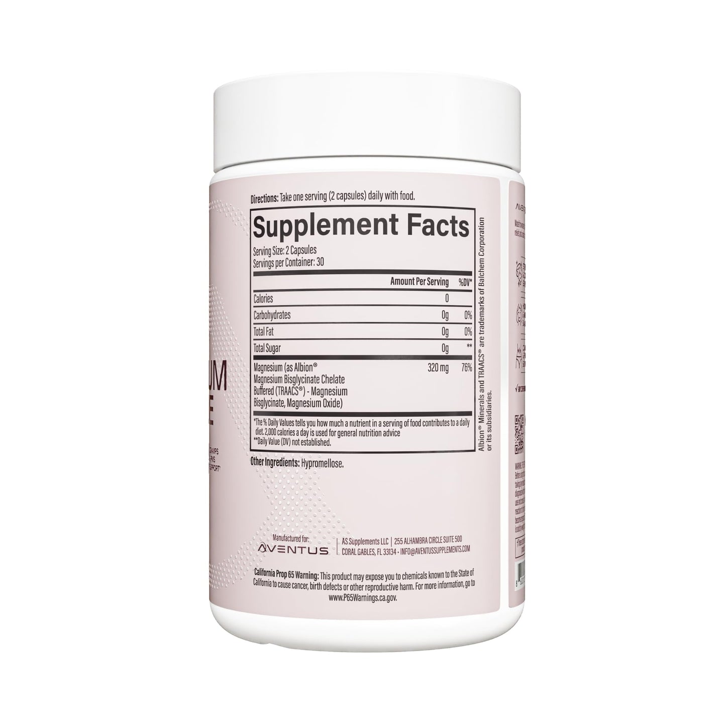 Aventus Magnesium Complex Supplement Capsules 60 Count