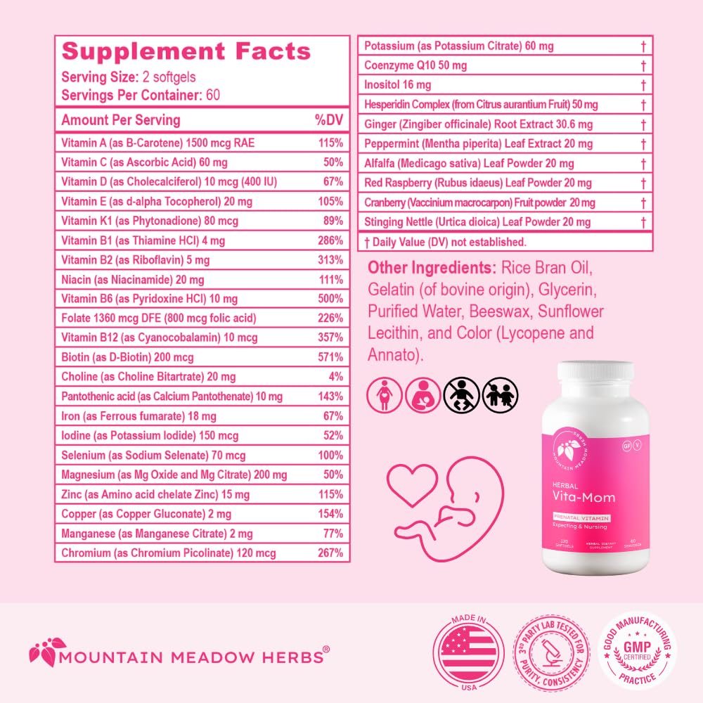 Mountain Meadow Herbs Vita-MOM Prenatal Vitamins Softgel 120