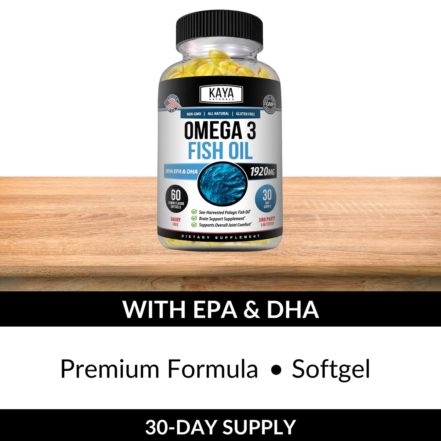 Kaya Naturals Omega 3 Supplement Softgels 60 Count