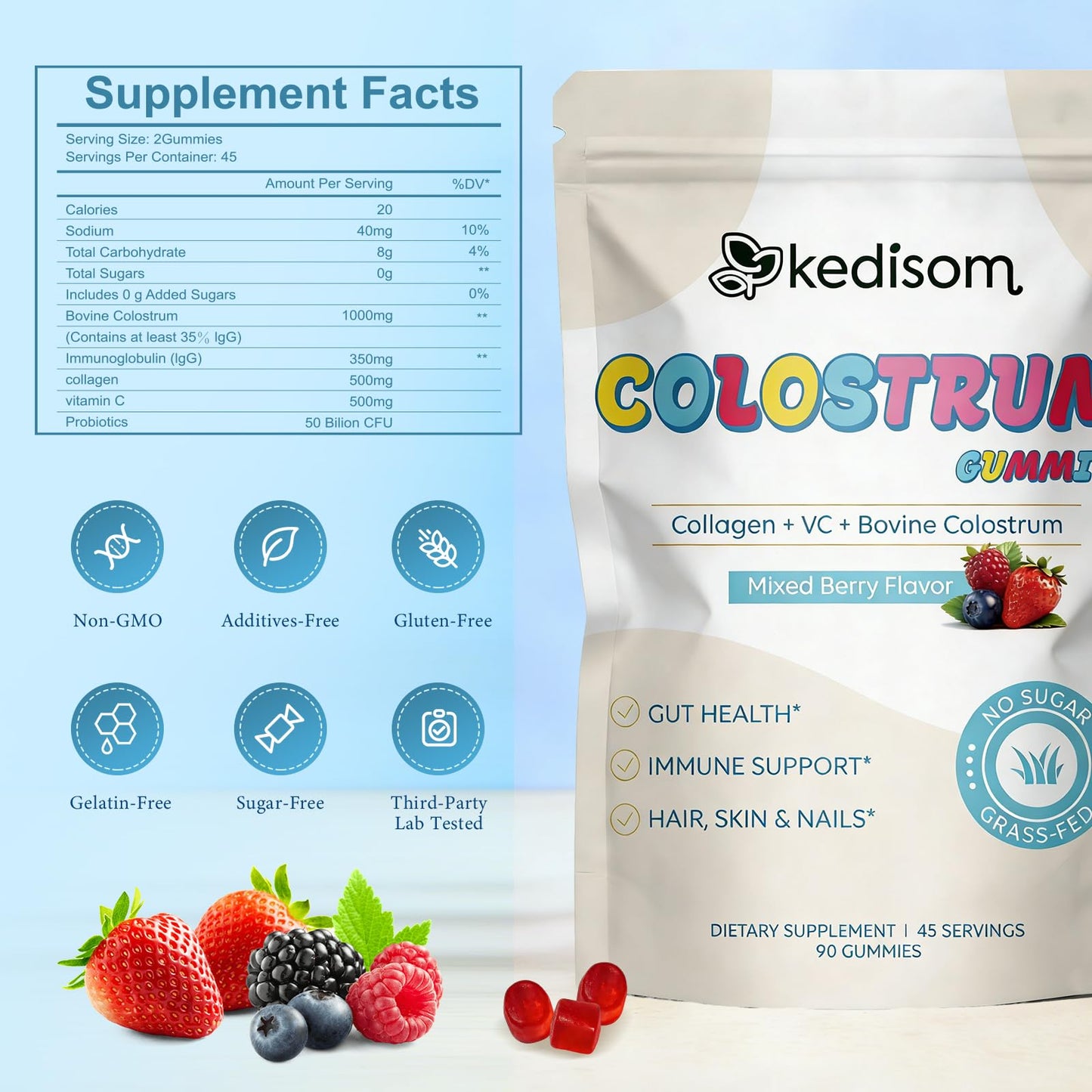 KEDISOM Colostrum Gummies 90 Count