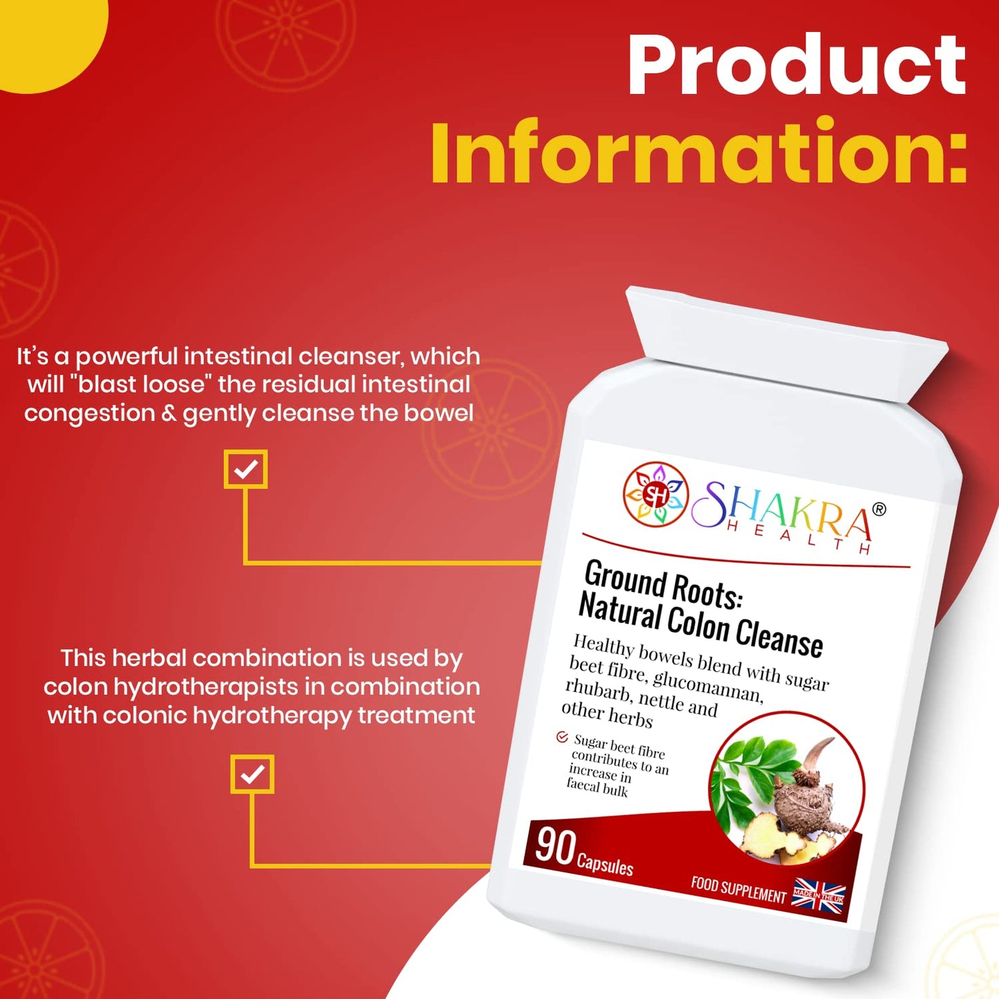 SH SHAKRA HEALTH Ground Roots: Natural Colon Cleanse Capsule, 1 Count