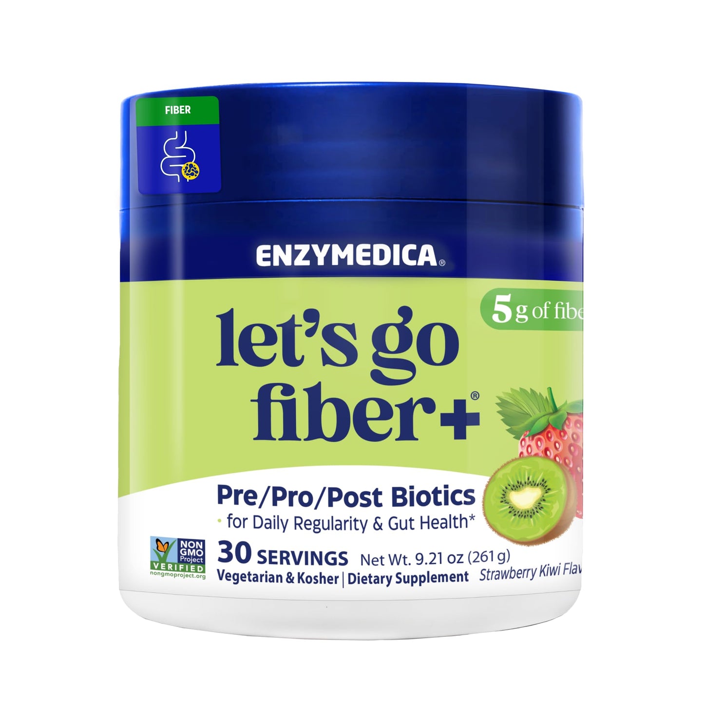 Enzymedica Let's Go Fiber Strawberry Kiwi Powder 9.21 oz