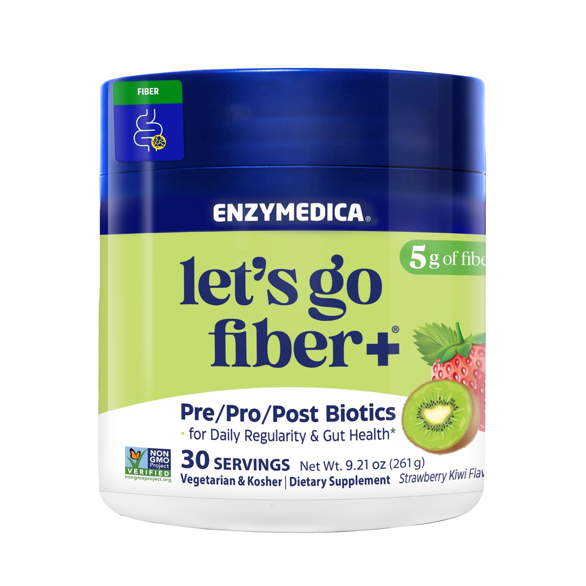 Enzymedica Let's Go Fiber Strawberry Kiwi Powder 9.21 oz