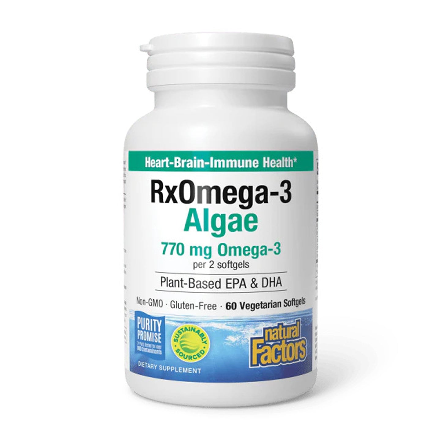 Natural Factors RxOmega-3 Algae 770 mg Softgels 60 Count