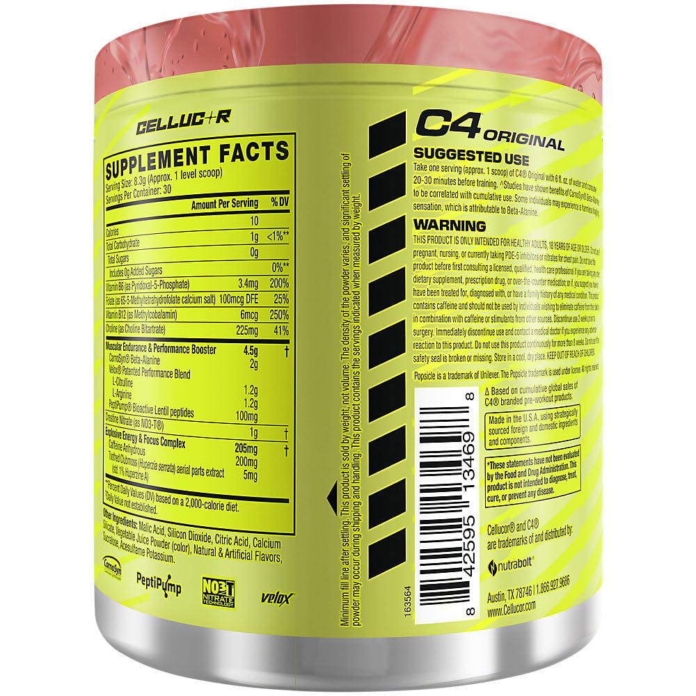 C4 Original Pre Workout Powder Cherry Popsicle 8.8 oz
