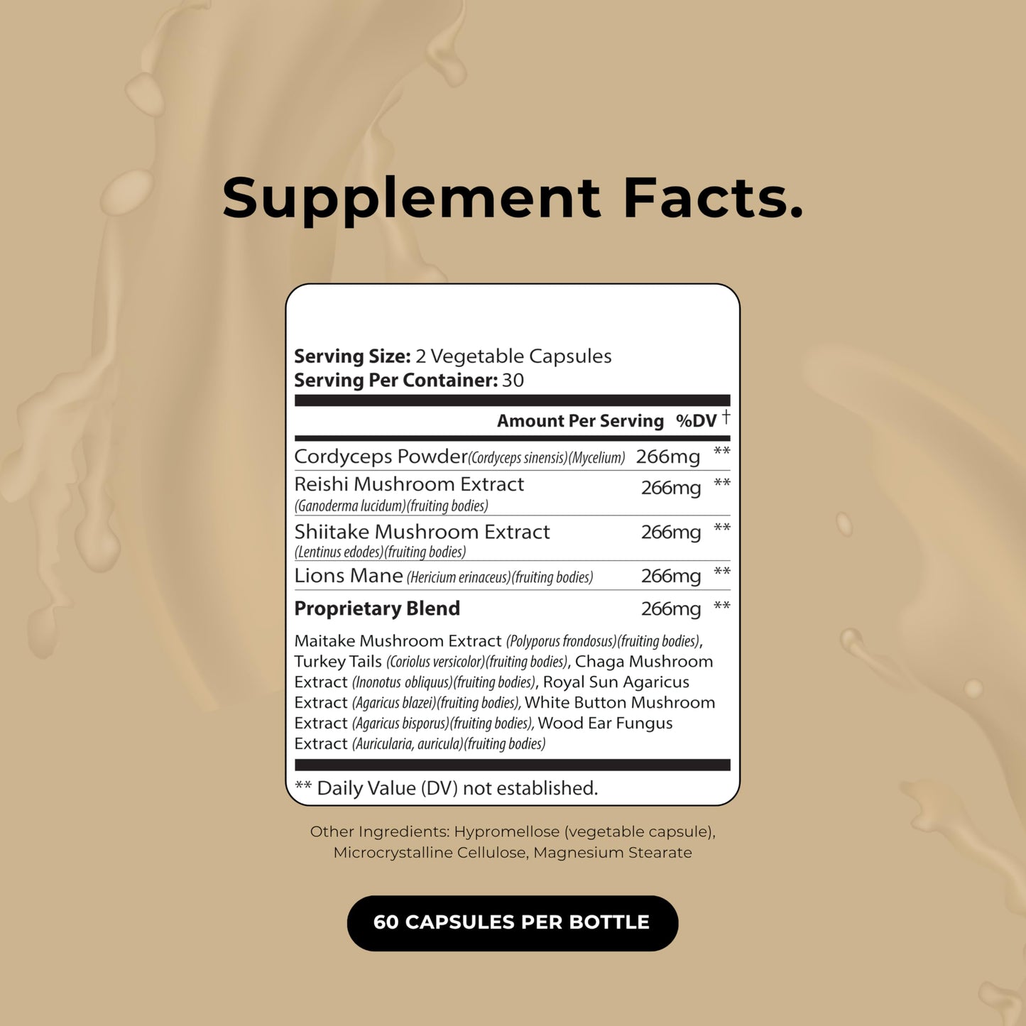 Up&Down Supplements Mushroom Complex 10X Capsules, 60 Count