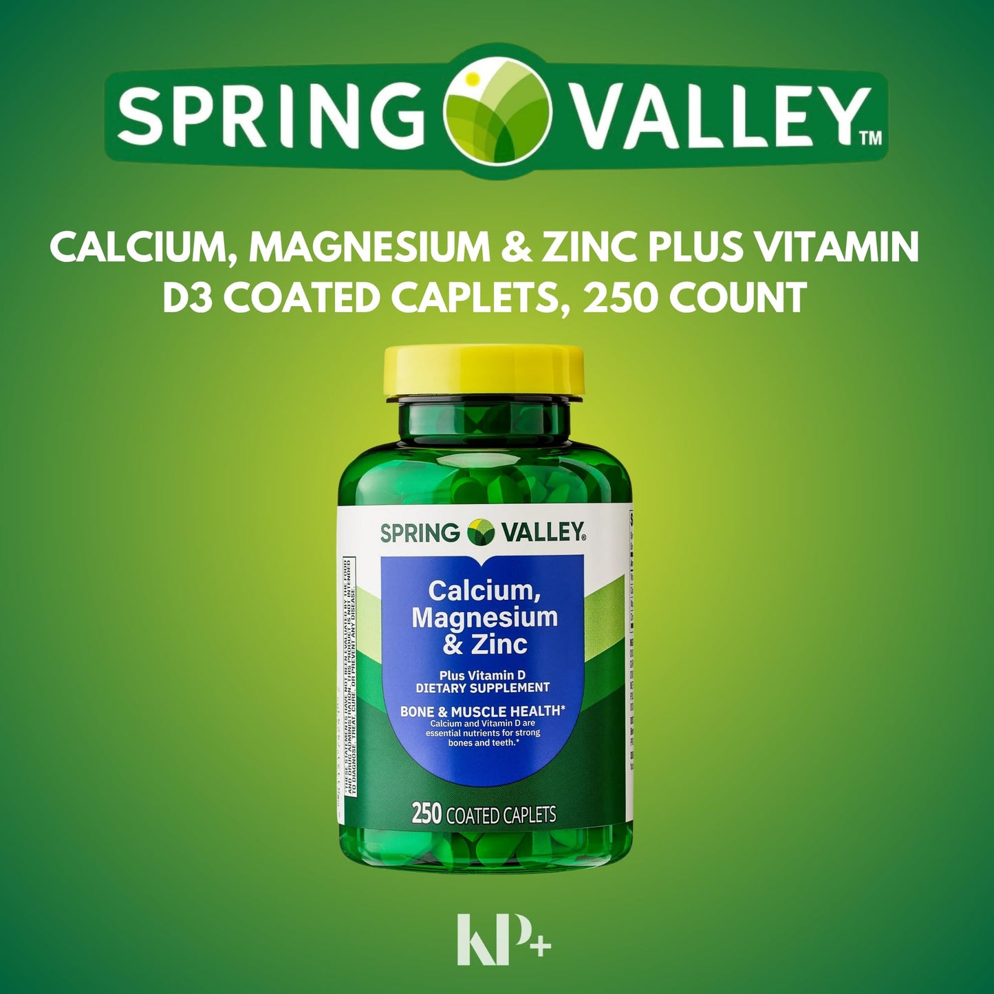 Generic Calcium, Magnesium, Zinc Plus Vitamin D3 Dietary Supplement, 500 Tablets