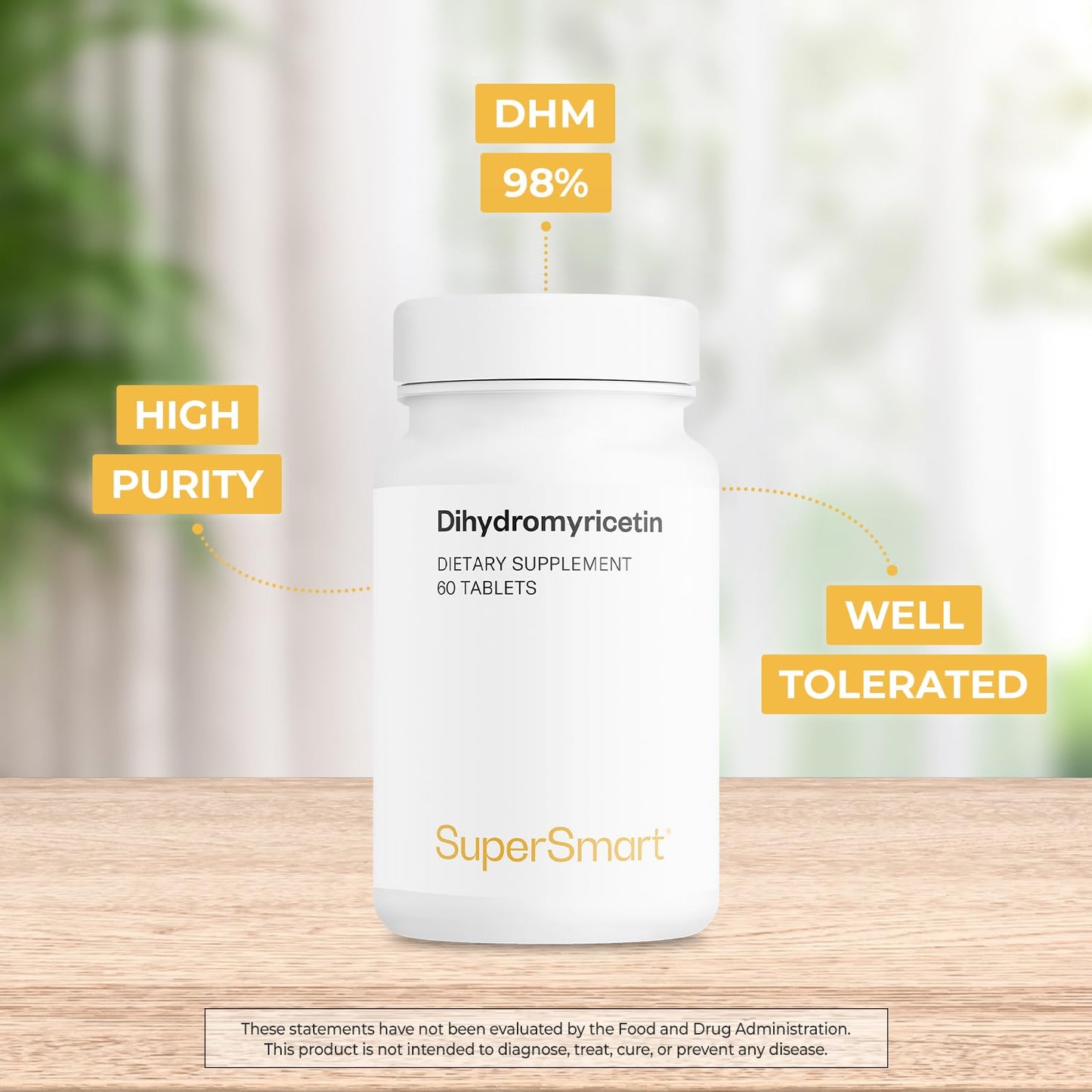 Supersmart Dihydromyricetin 600mg per Day (High Purity, DHM 98%) Ampelopsis Grossedentata Extract, Non-GMO & Gluten Free, 60 Tablets