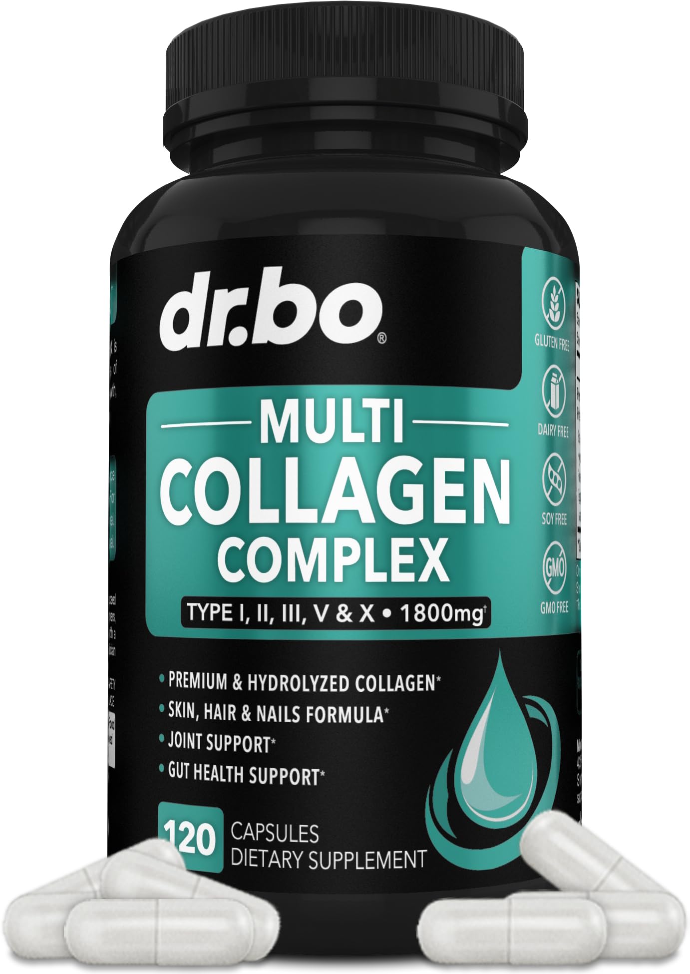 DR. BO Multi Collagen Peptides for Women & Men Capsules, 120 Count
