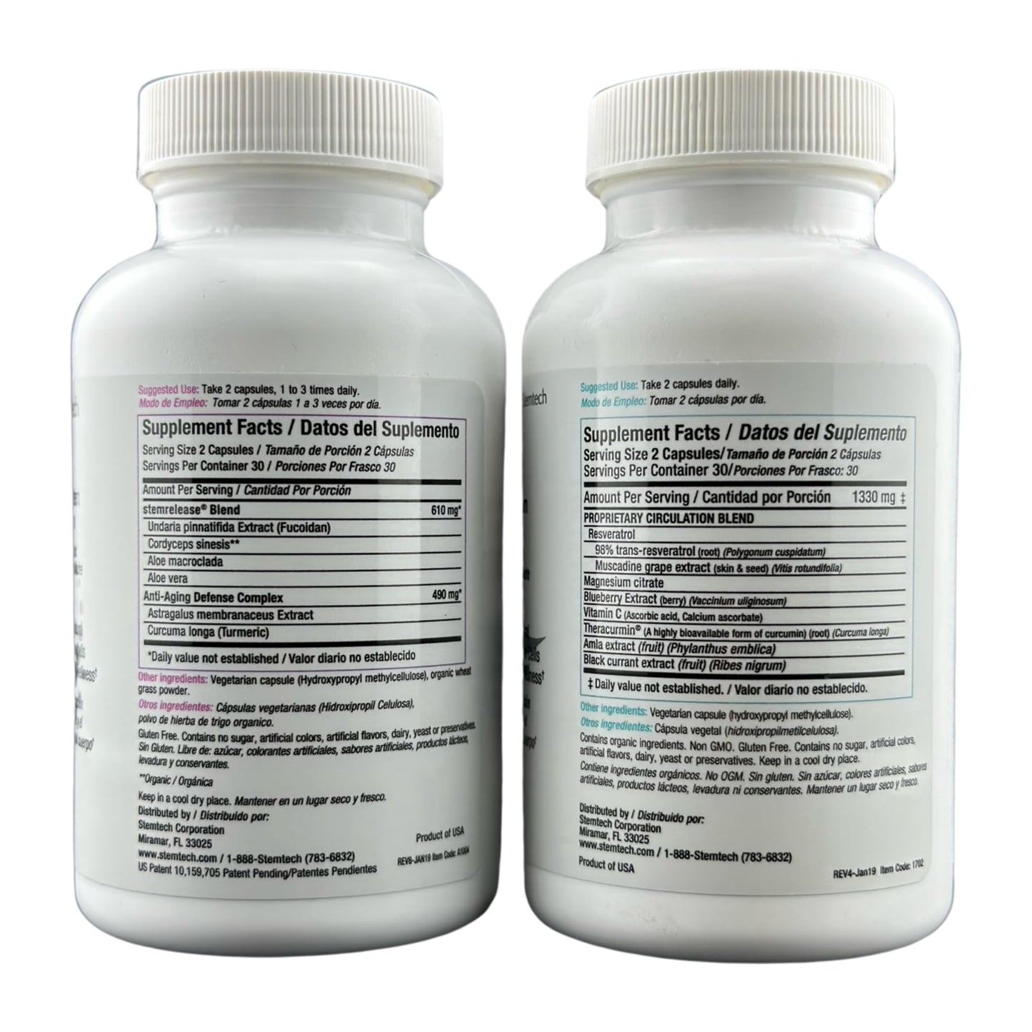 StemTech StemFlo Advanced Formula Trans-Resveratrol, Curcumin, and Super Antioxidants for Health, Longevity, and Vitality, 120 Capsules