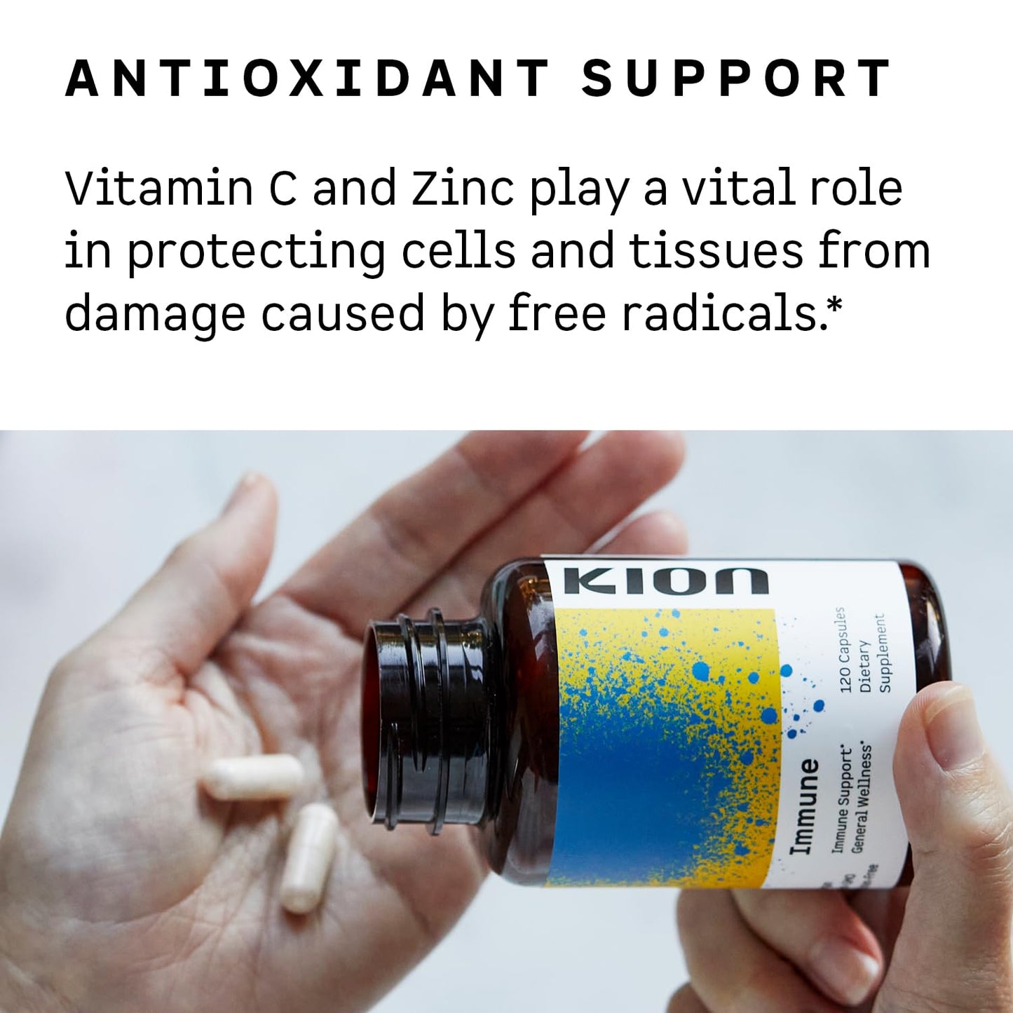 Kion Immune Vitamin C & Zinc Immune Support, 500mg Ascorbic Acid, Capsule, 120 Count
