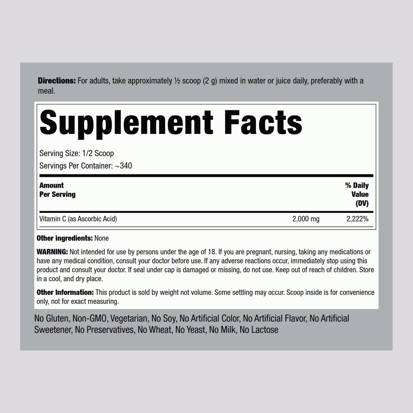 Piping Rock Vitamin C Powder 24 oz