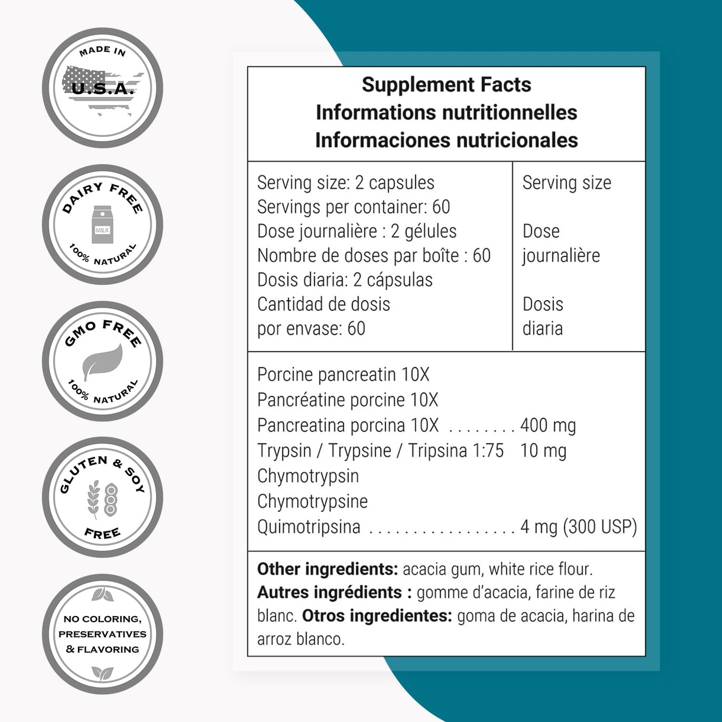 Supersmart Pancreatin 10X 4000 per Day Extra Strength Digestive Enzymes Supplement Capsules, 120 Count