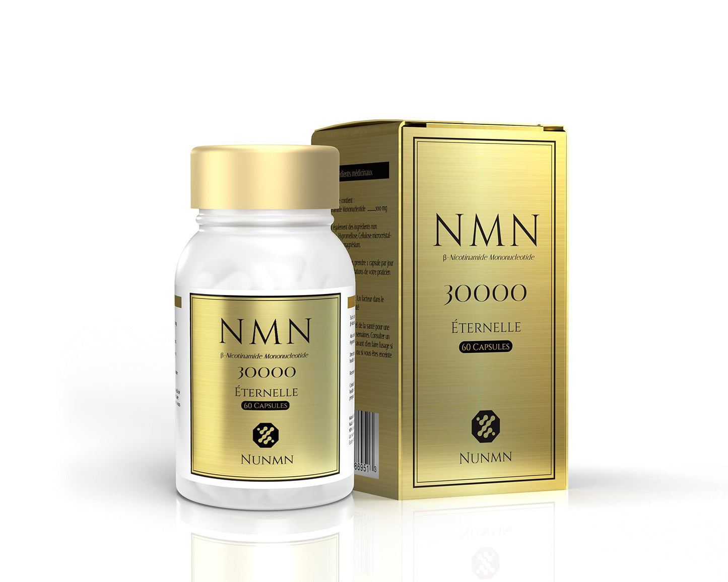 NUNMN NMN 30000 Éternelle β-Nicotinamide Mononucleotide Supplement 60 Capsules