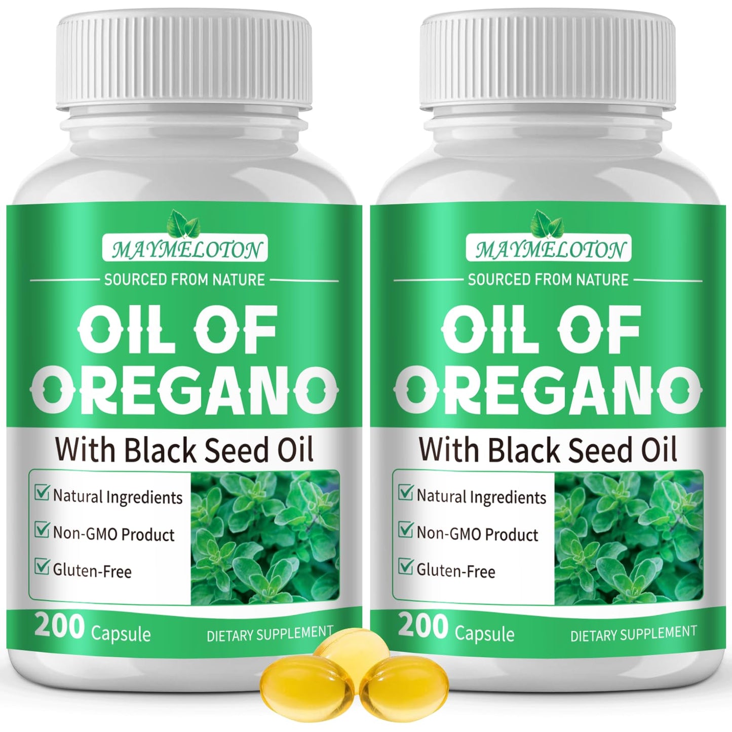 MAYMELOTON Oil of Oregano with Black Seed Oil Softgels, 400 Count