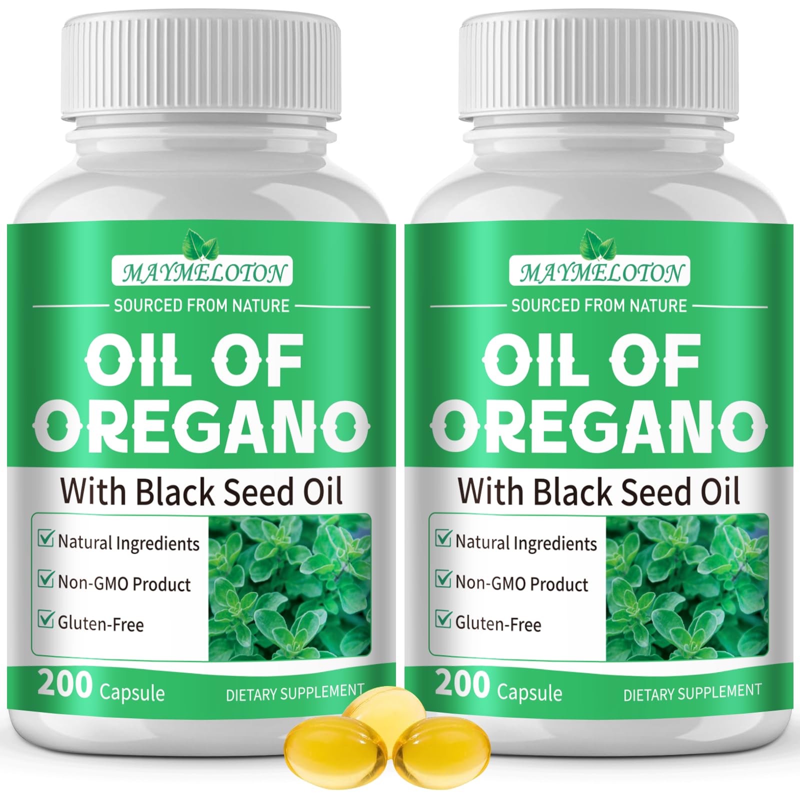 MAYMELOTON Oil of Oregano with Black Seed Oil Softgels, 400 Count
