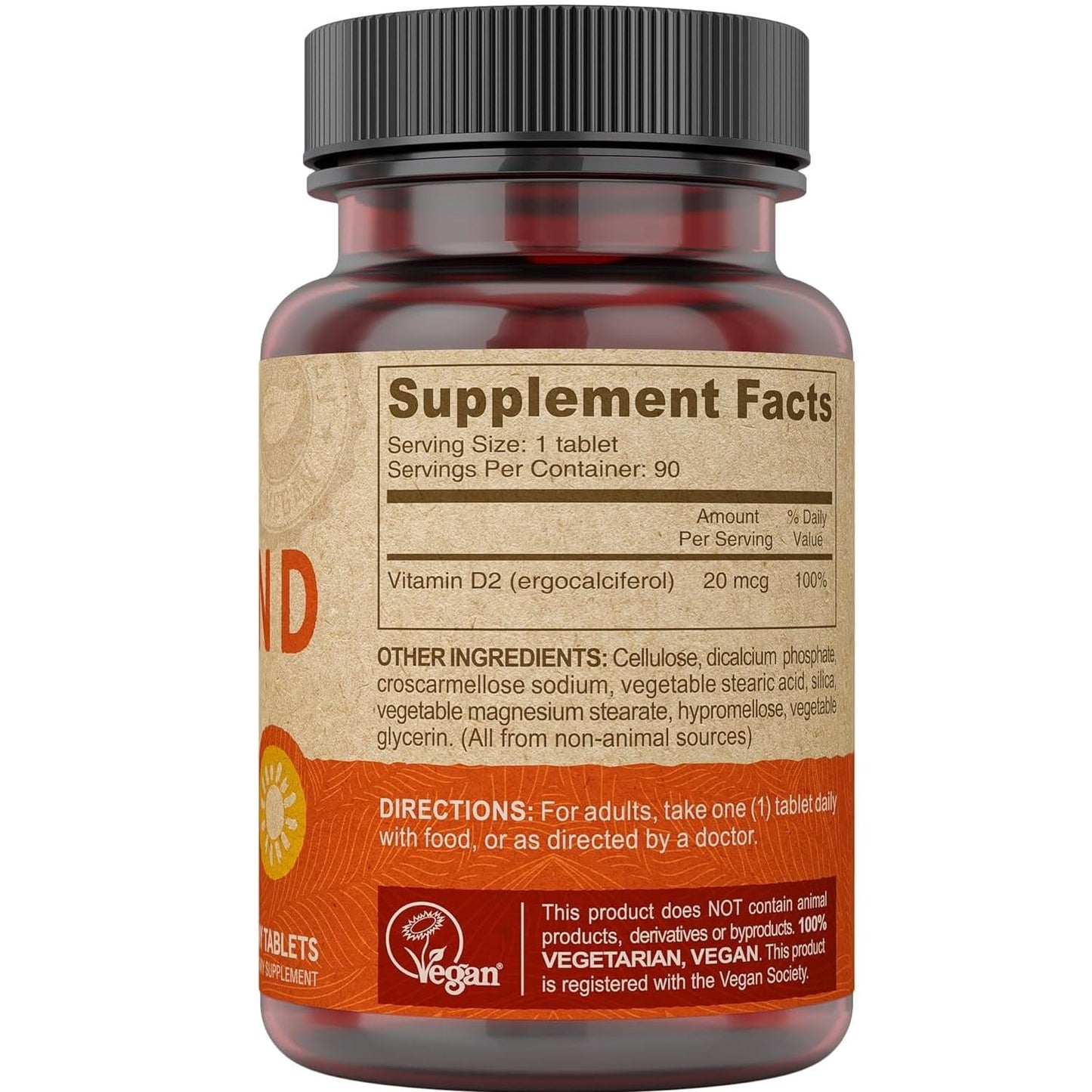 DEVA Vegan Vitamin D2 800 IU Ergocalciferol Tablet, 90-Count