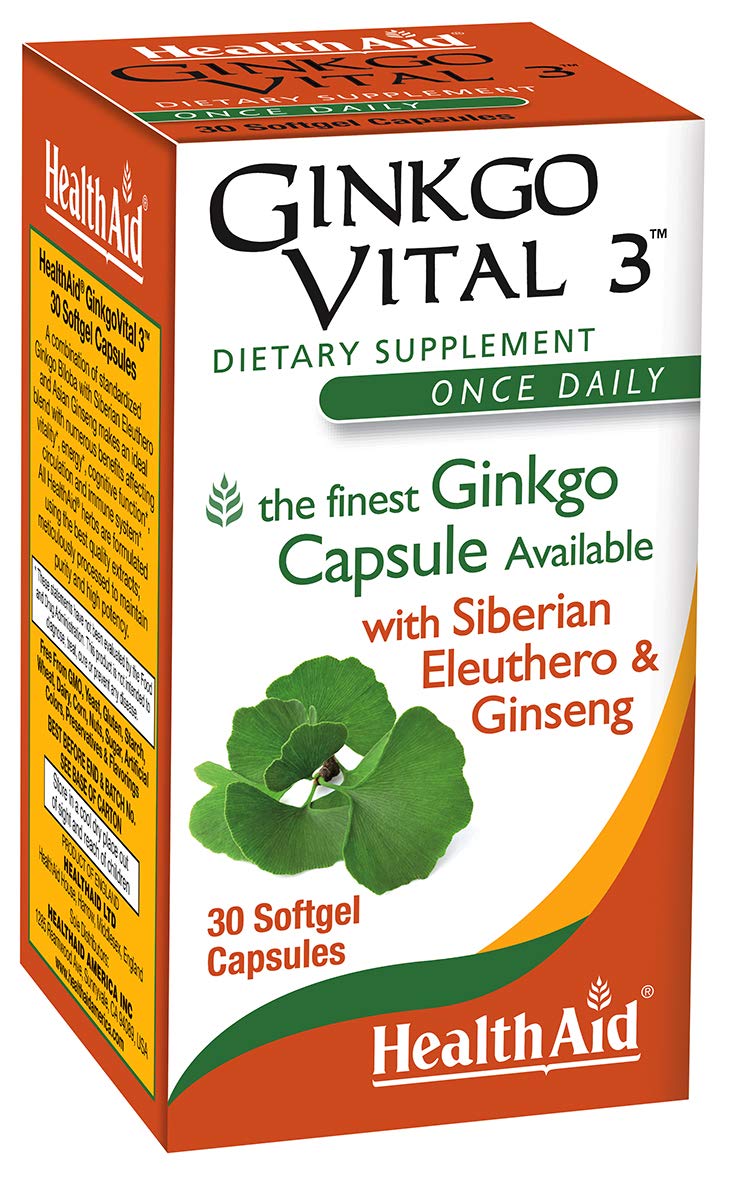 HealthAid Ginkgo Vital 3 Capsules, 30 Count