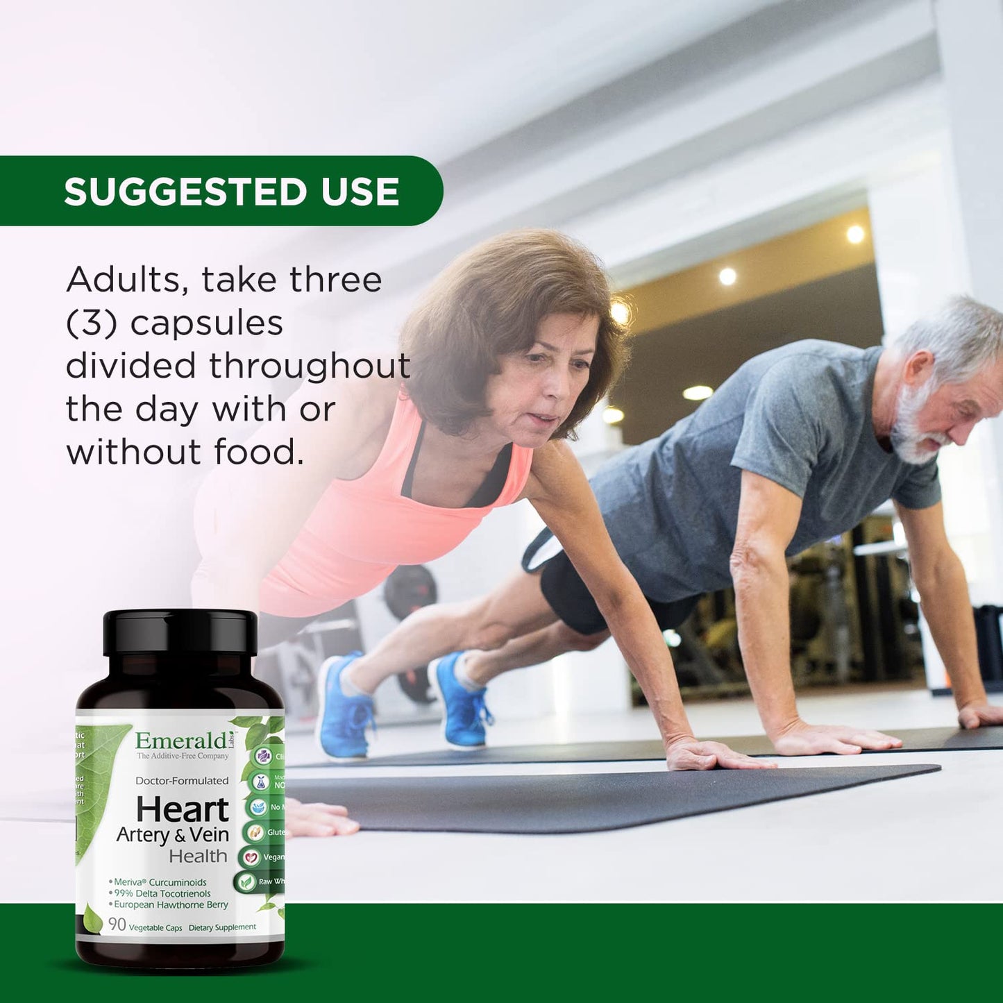 Emerald Laboratories Heart, Artery & Vein Health with Hawthorn Berry and Meriva Curcuminoids 90 Vegetable Capsules