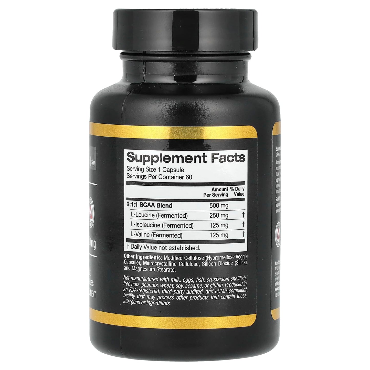 California Gold Nutrition BCAA AjiPure Branched Chain Amino Acids 2:1:1 with L-Leucine, L-Isoleucine, and L-Valine 500 mg Capsule 60