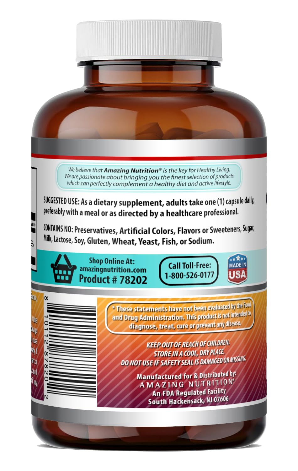 Amazing Nutrition Niacin Supplement Capsules, 180 Count