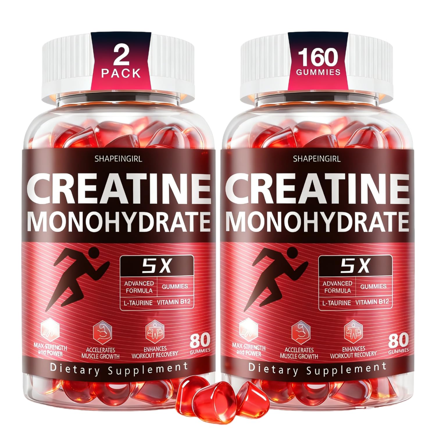 SHAPEINGIRL Creatine Monohydrate Gummies 160 Count