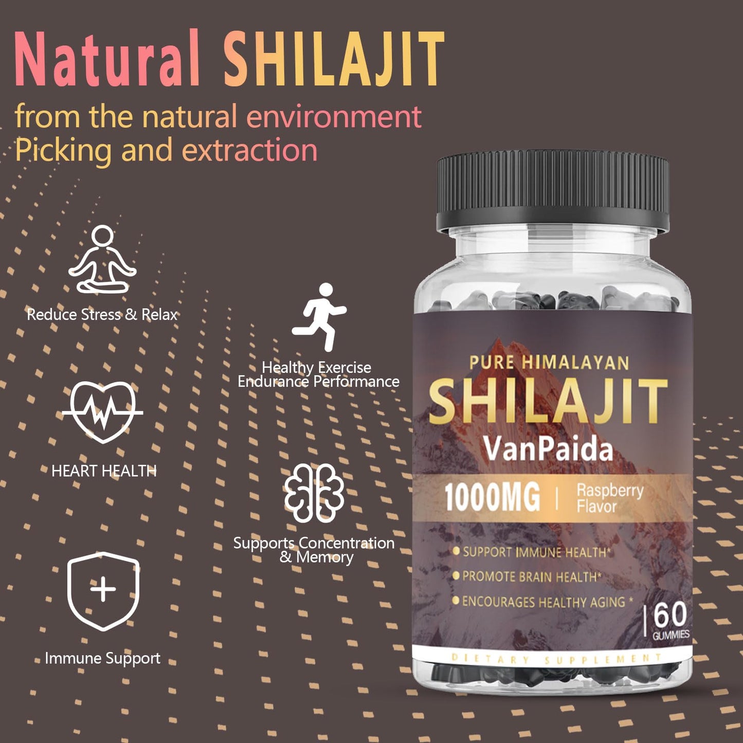 Van Paida Sugar Free Shilajit Gummies, 60 Gummies