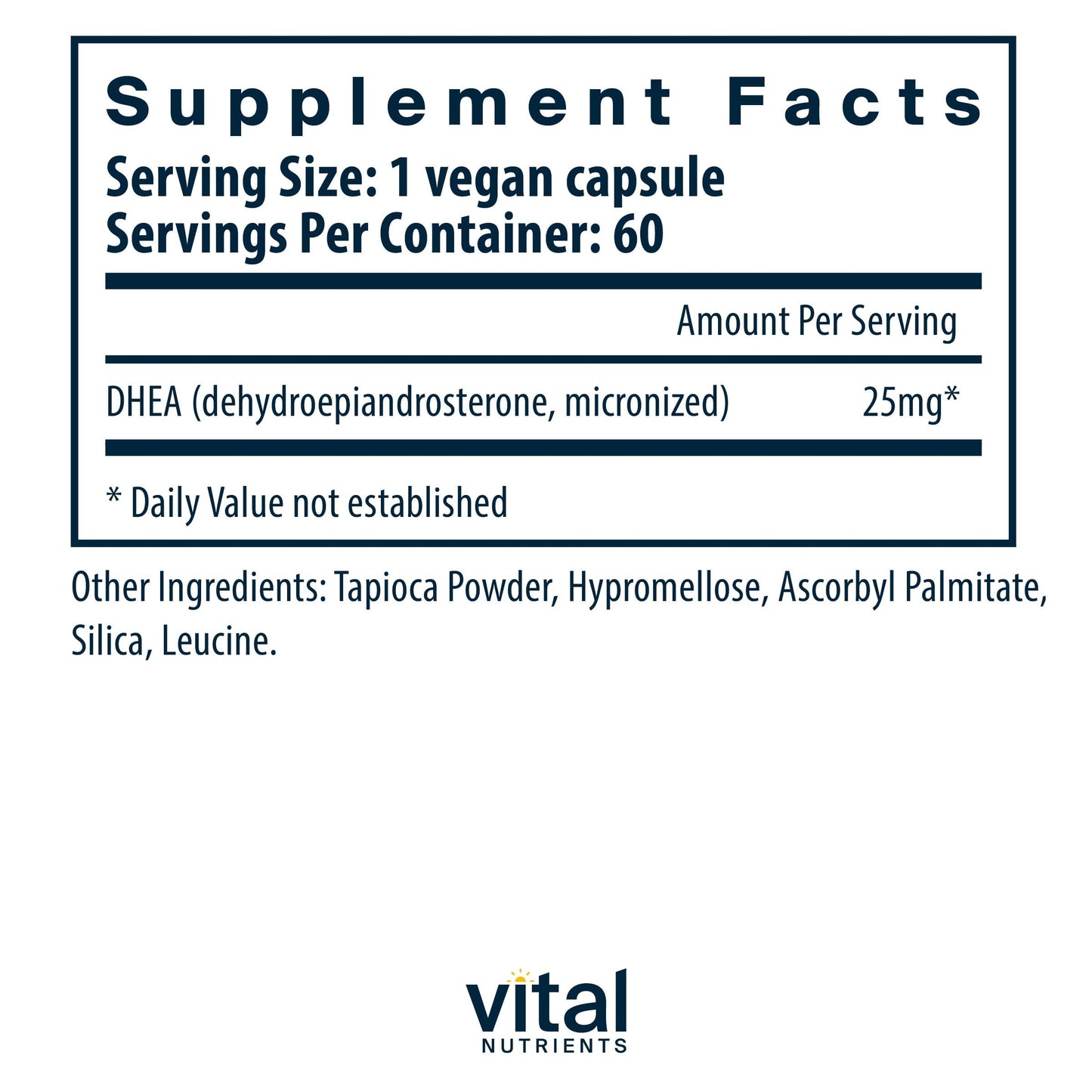 Vital Nutrients DHEA 25mg Capsule, 60 Count