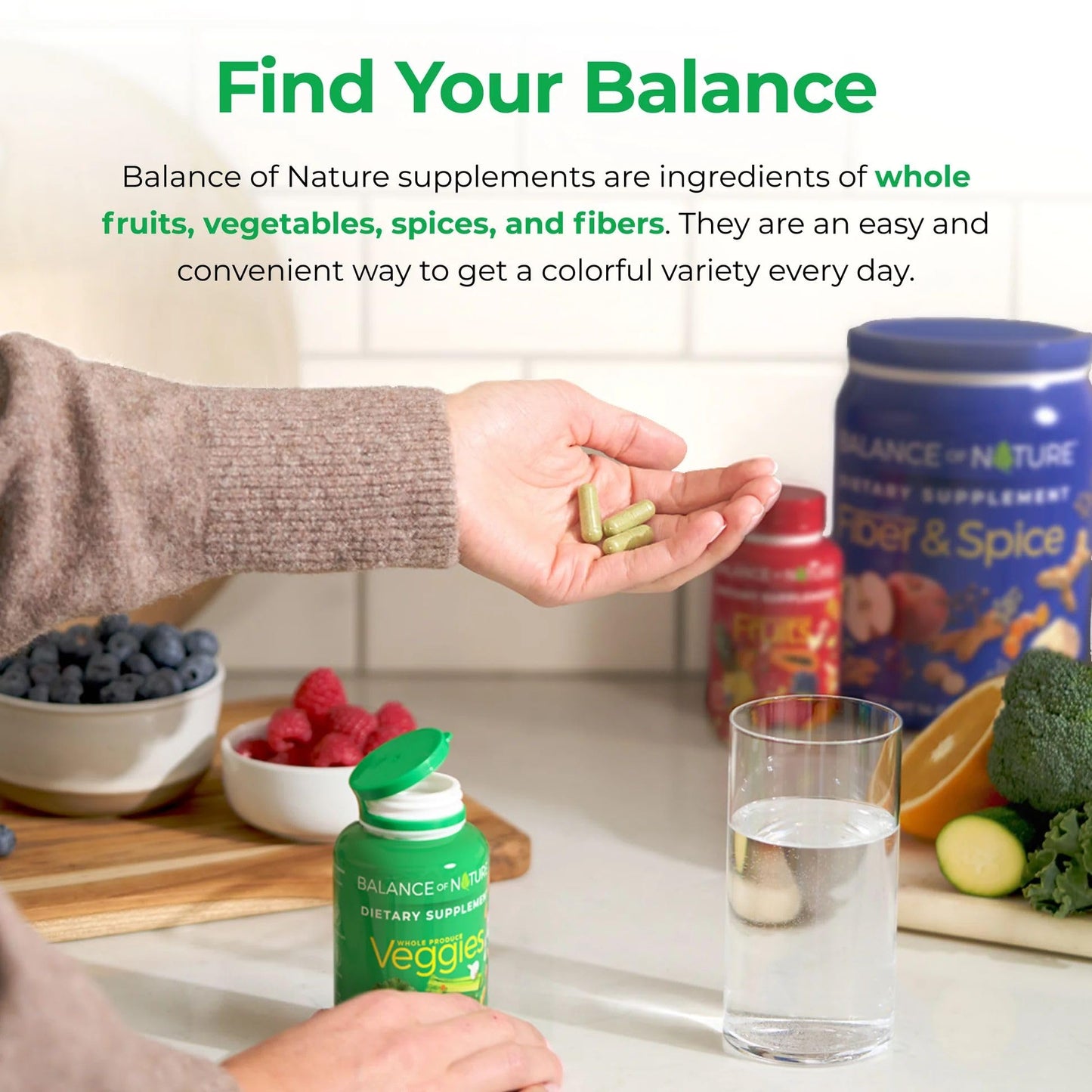 Balance of Nature Whole Veggies Superfood Supplement Capsules 90 Count