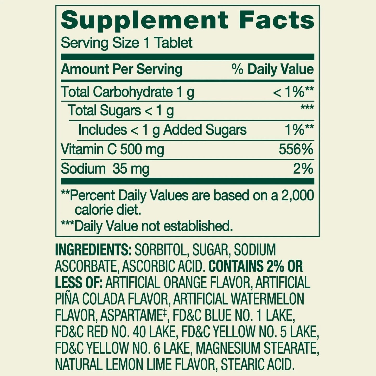 NEWCHEERS Spring Valley Vitamin C 500 mg Chewable Tablets, 200 Count