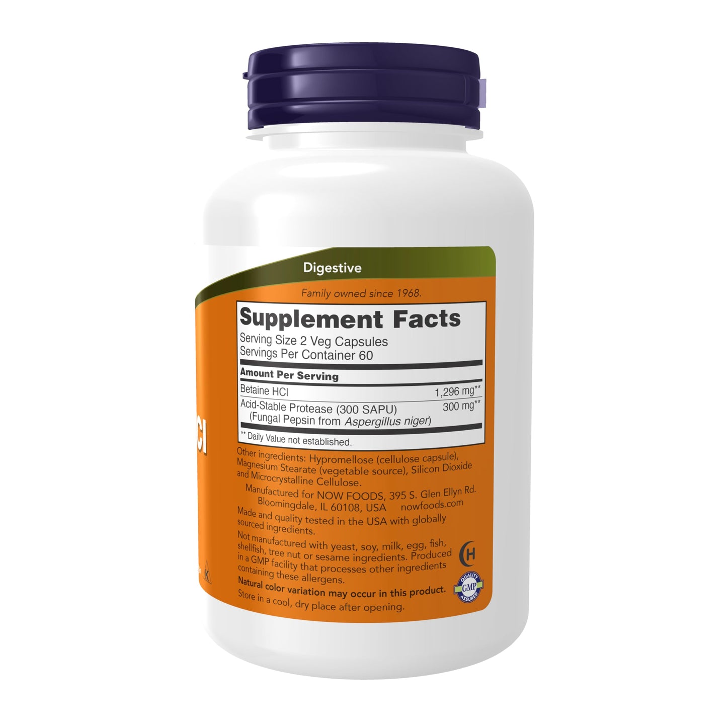 NOW Foods Betaine HCl 648 mg, Vegetarian Formula, Digestive Support* Capsules, 120