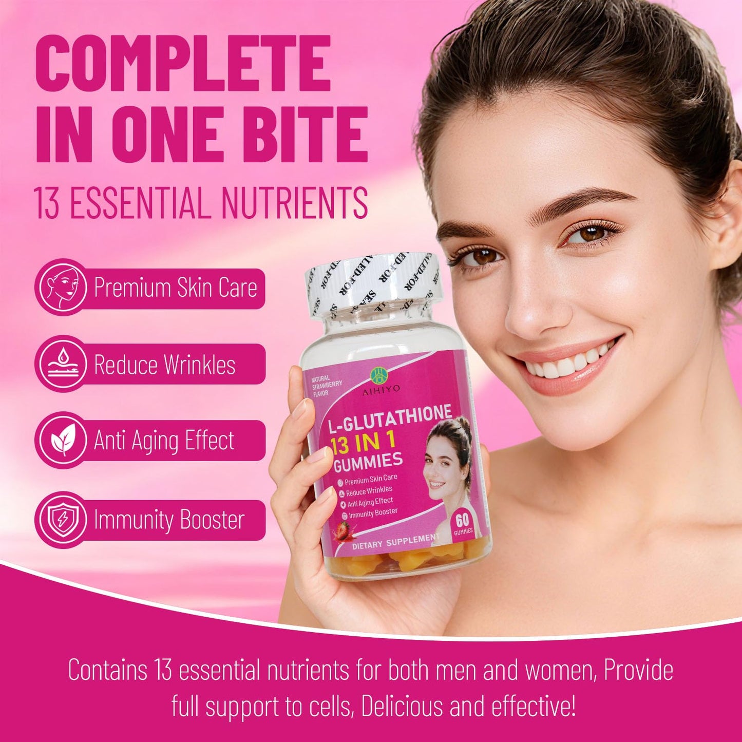 AIHIYO L-Glutathione 13 in 1 Gummies, 60 Count
