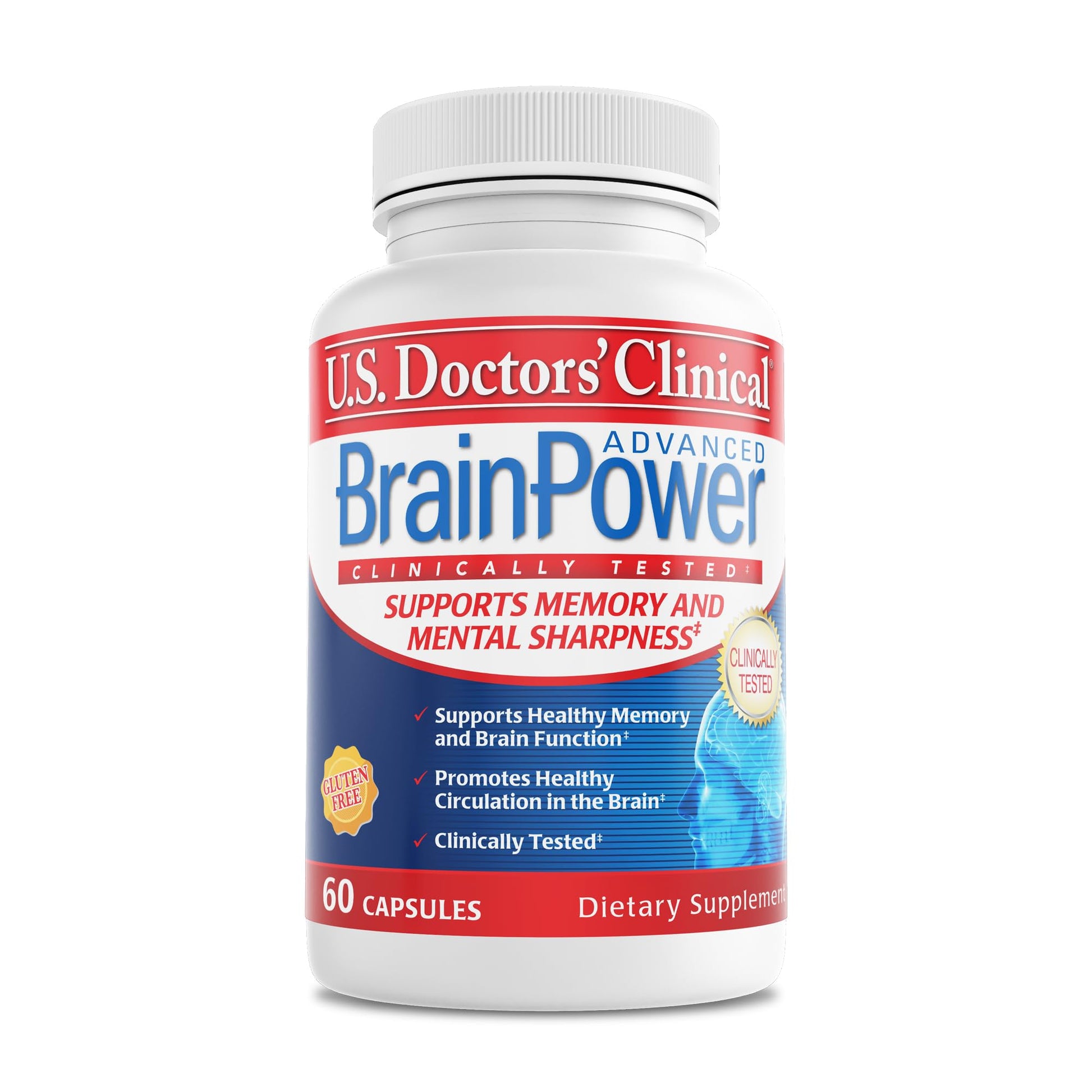 U.S. Doctors' Clinical BrainPower Advanced Clinically Tested Memory Supplement Capsules, 60 Count