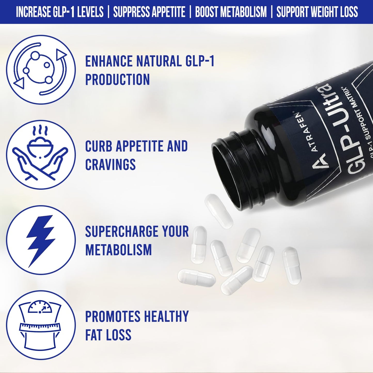 Atrafen GLP Ultra GLP-1 Appetite Suppressant Diet Weight Loss Pills Capsule, 60 Count