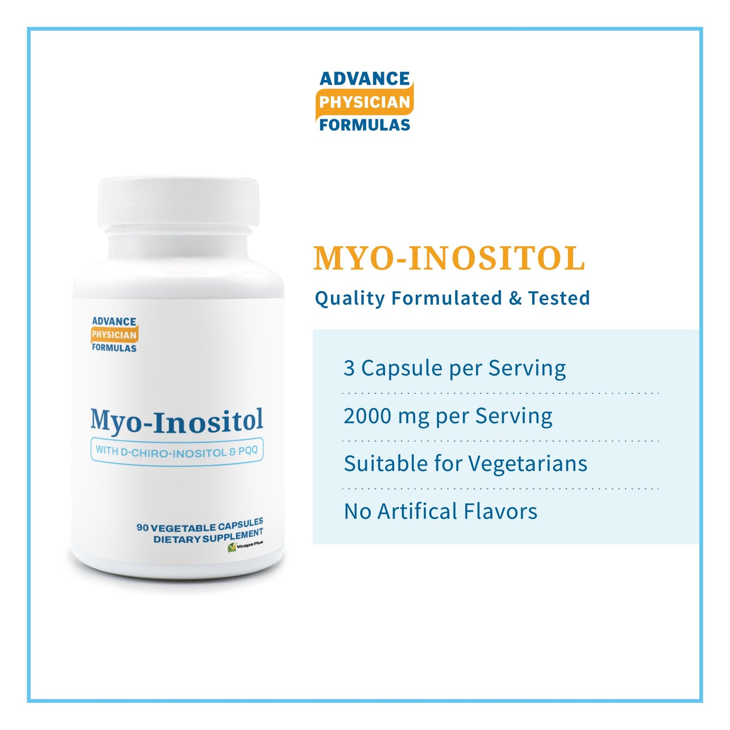 Advance Physician Formulas Myo-Inositol with D-Chiro-Inositol and PQQ Vegetable Capsules, 90 Count