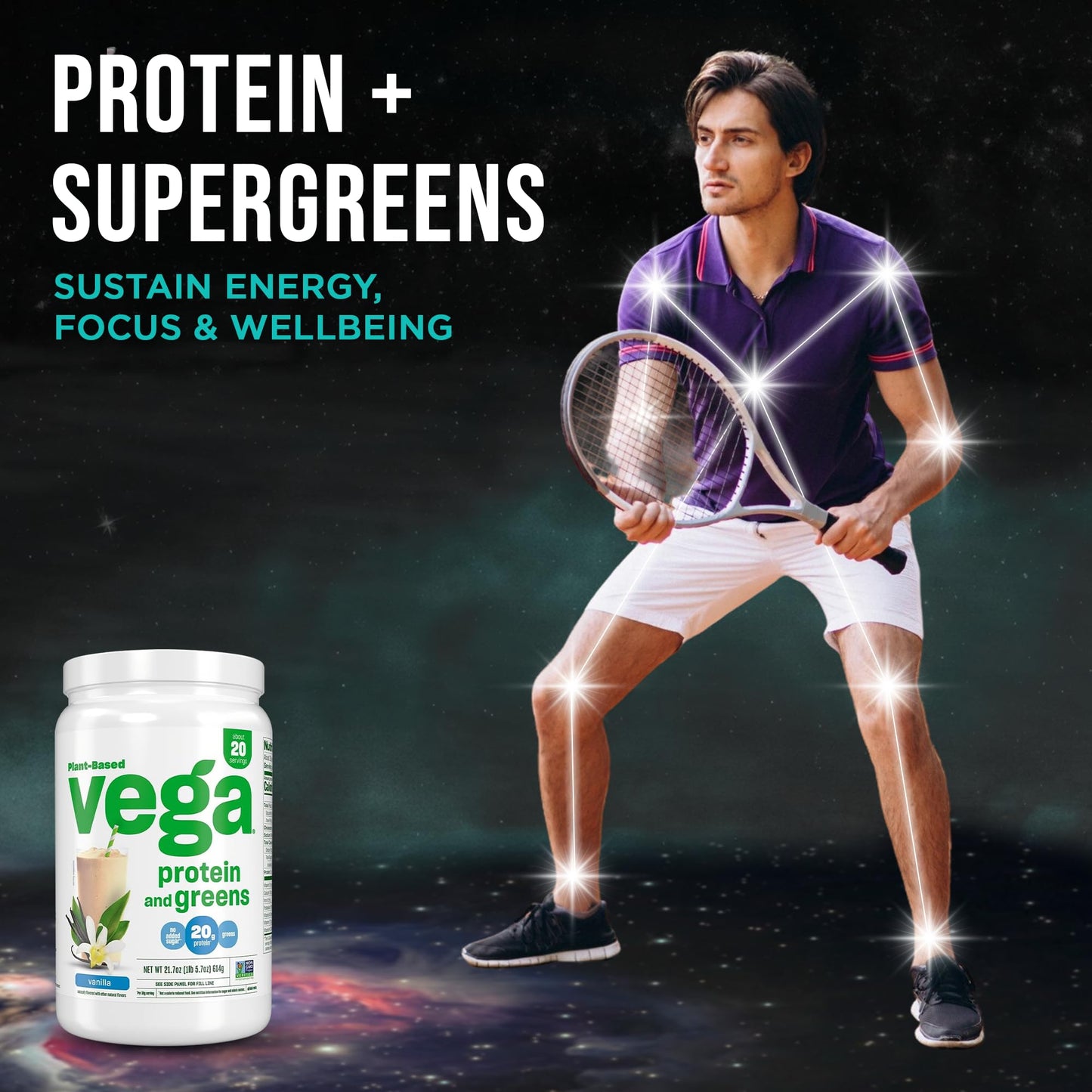 Vega Premium Protein + Supergreens Vanilla Protein Powder, 21.7 oz