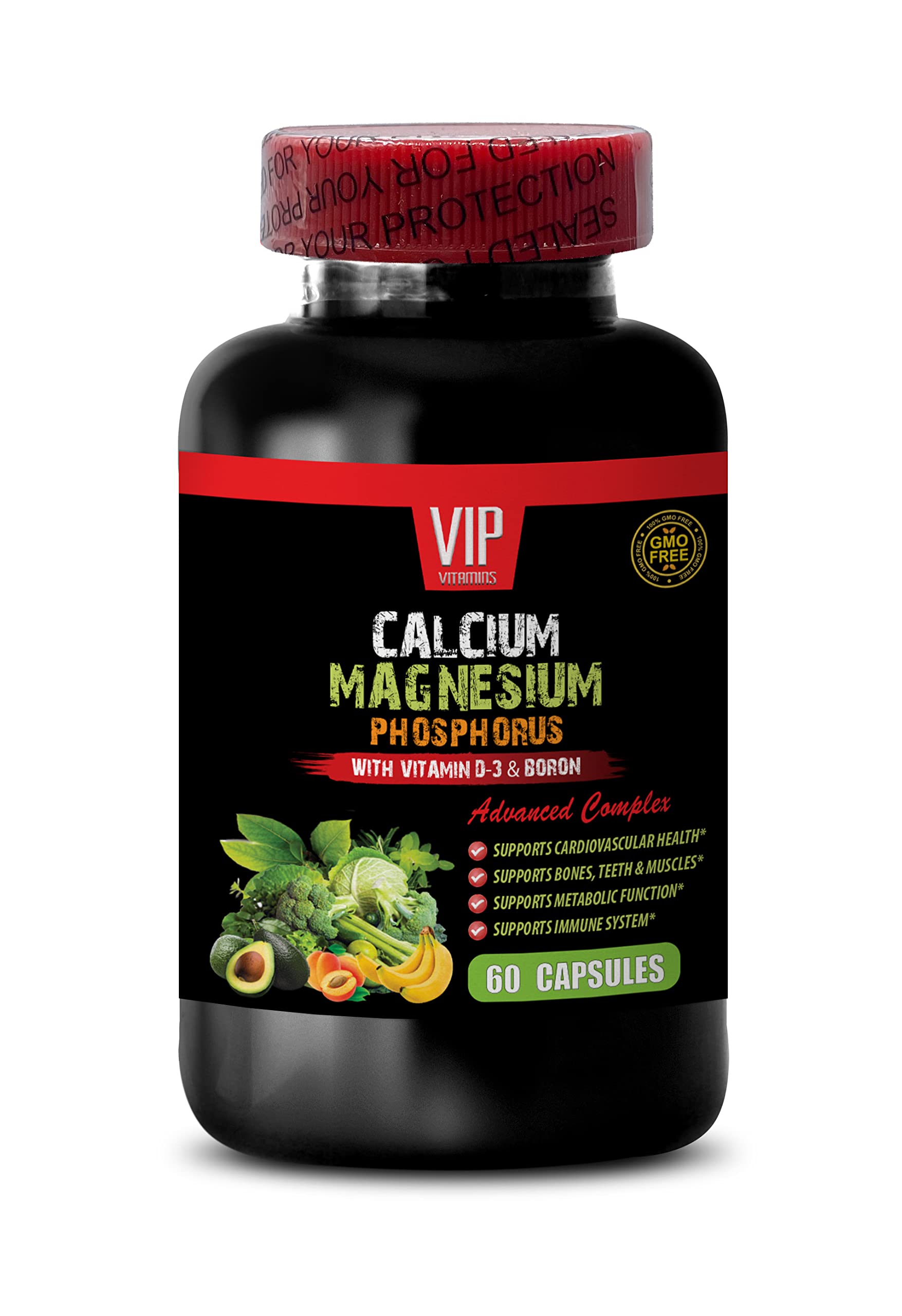 VIP Supplements Calcium Magnesium Phosphorus with Vitamin D-3 & Boron Capsules, 60 Count