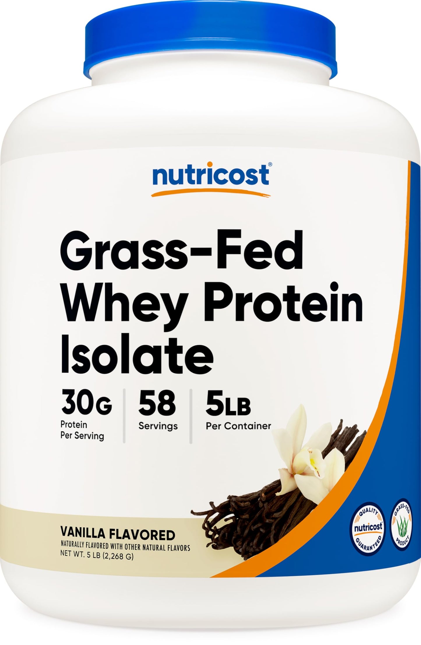 Nutricost Grass-Fed Whey Protein Isolate Powder (Vanilla) 80