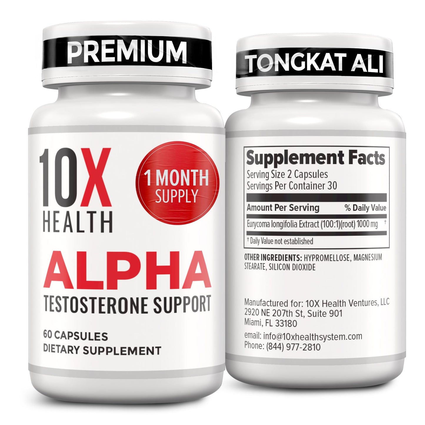 10X Health System Alpha Testosterone Supplement for Men, 60 Capsules