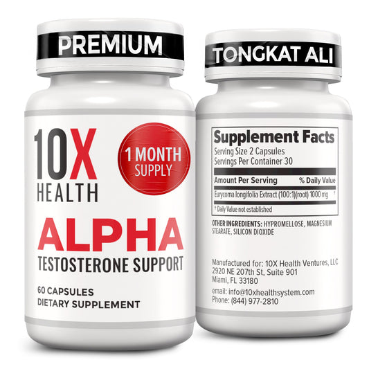10X Health System Alpha Testosterone Supplement for Men, 60 Capsules