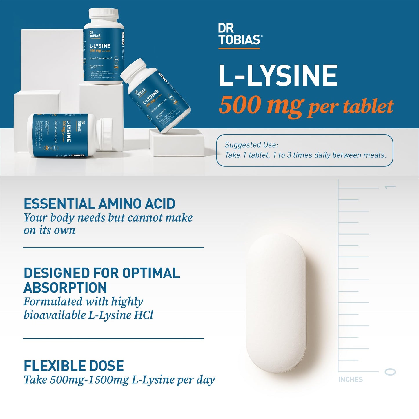 Dr. Tobias L-Lysine 500 mg Tablets, 100 Tablets