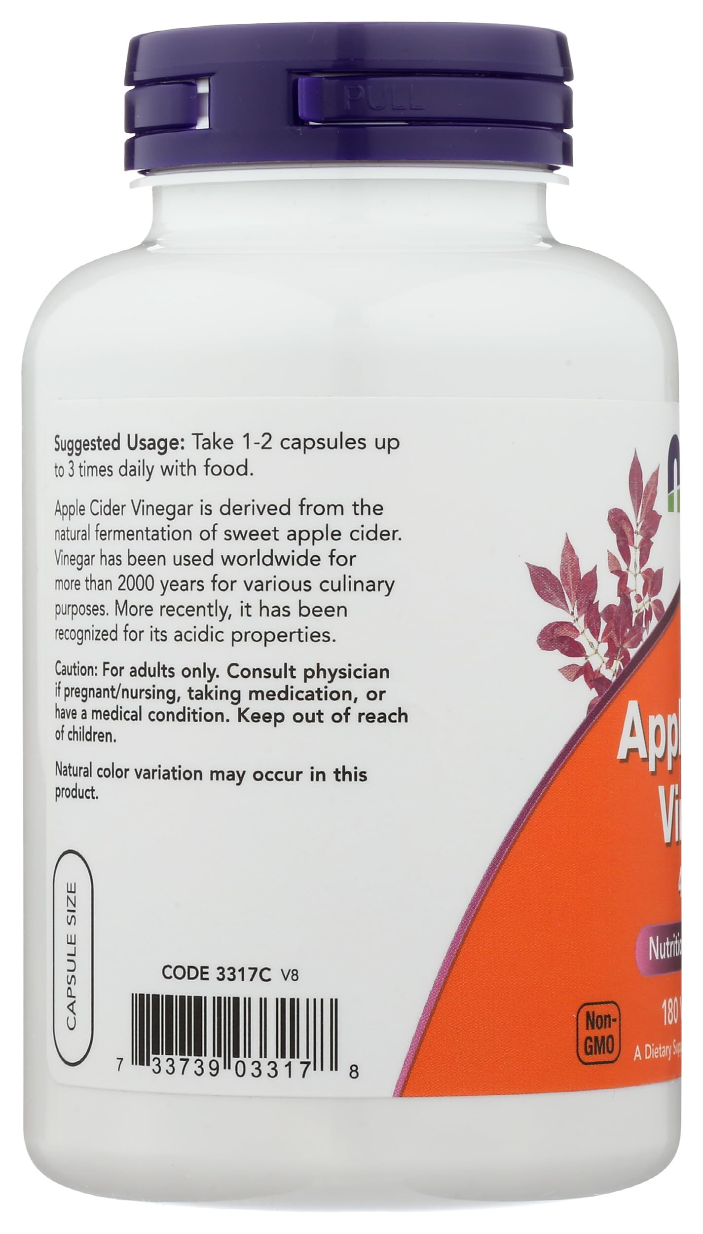 NOW Foods Cider Vinegar Diet 450Mg Capsules 180