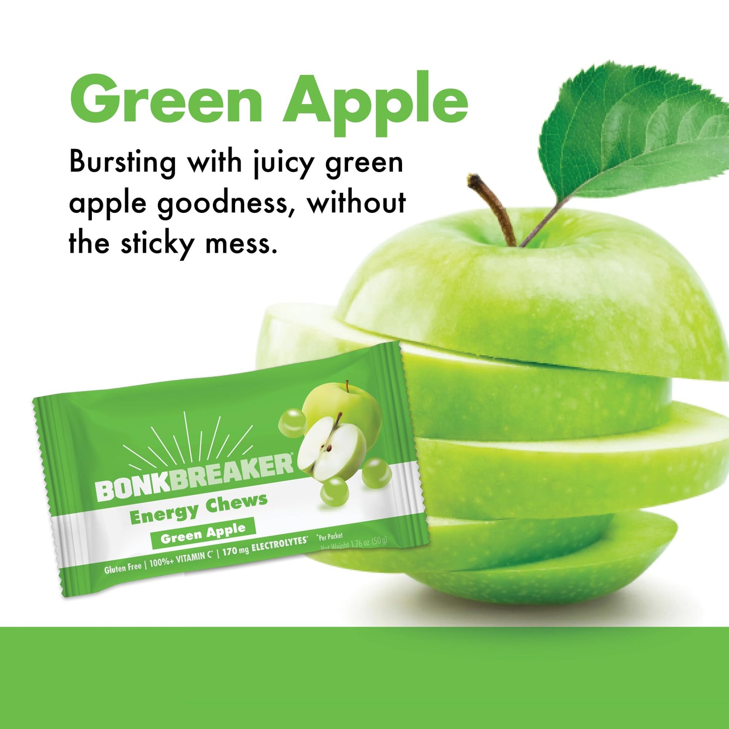 Bonk Breaker Energy Chews Green Apple 10 Packets