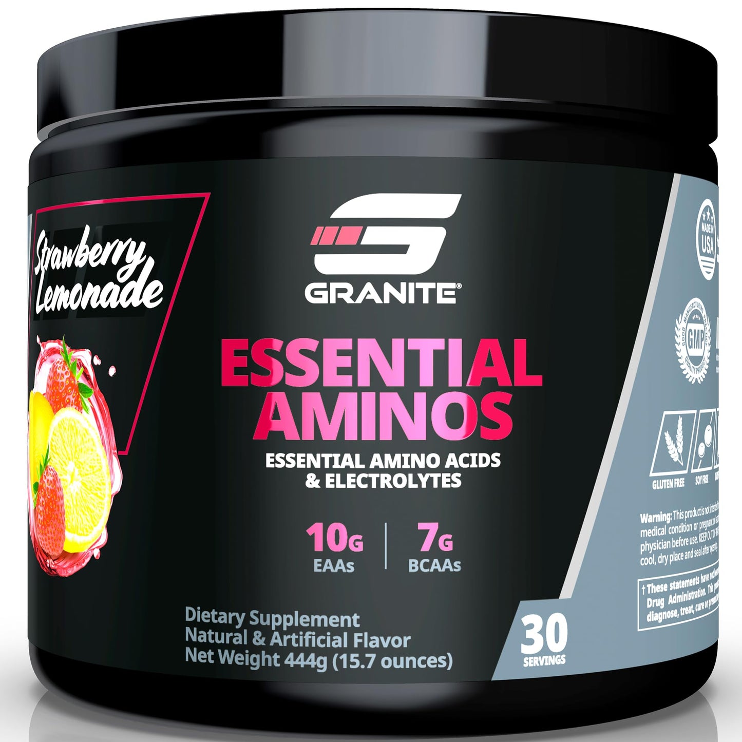 Granite Supplements Essential Amino Acids Powder for Muscle Recovery and Growth with 10g EAAs and 7g BCAAs, 1