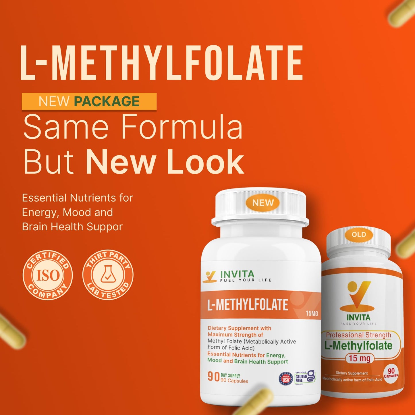 INVITA L-Methylfolate 15mg – Physician Formulated 5-MTHF Active Methyl Folate Capsule, 90 Count