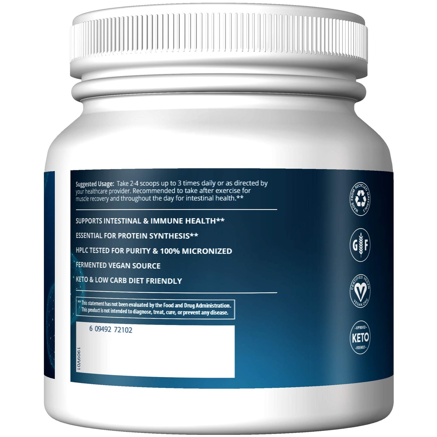 MRM L-Glutamine 500 Powder, 17.6 oz