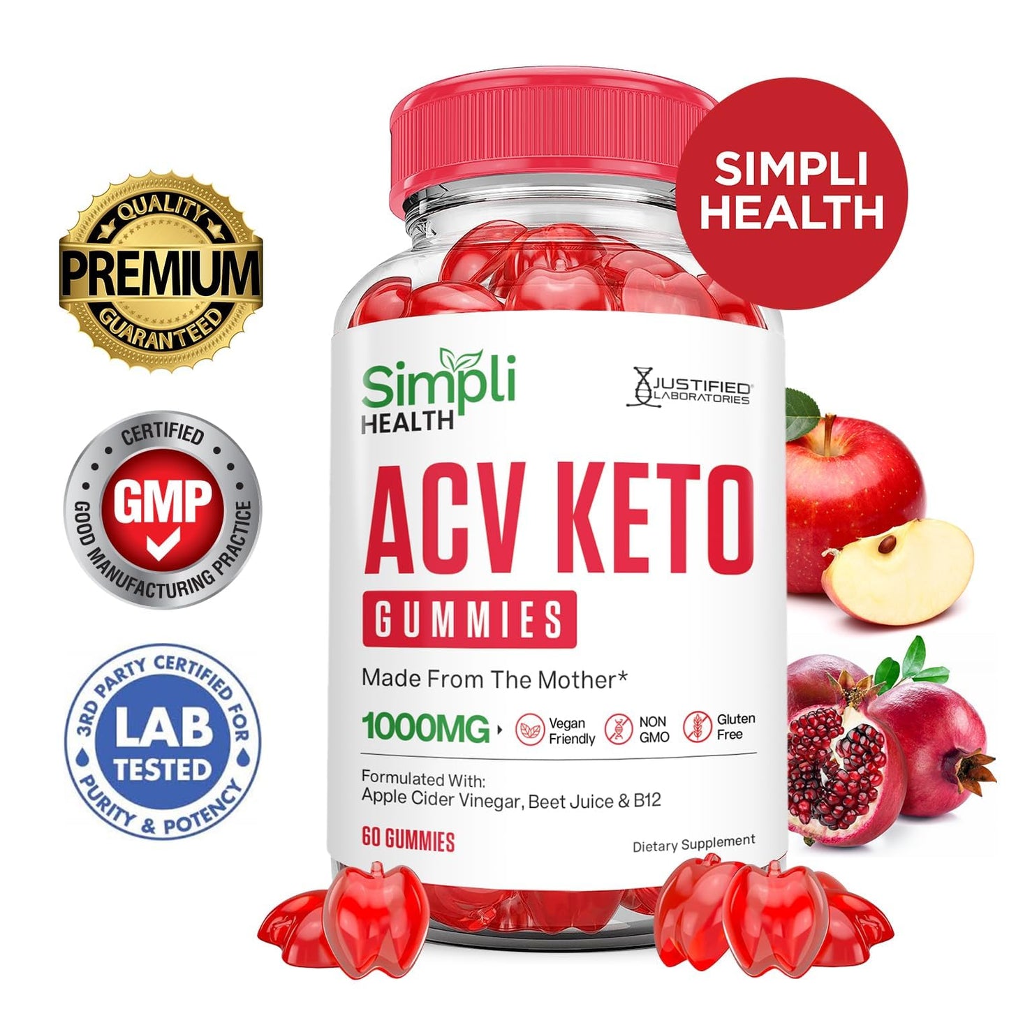 Justified Laboratories Simpli Health Keto ACV Gummies Chewable 120 Gummies