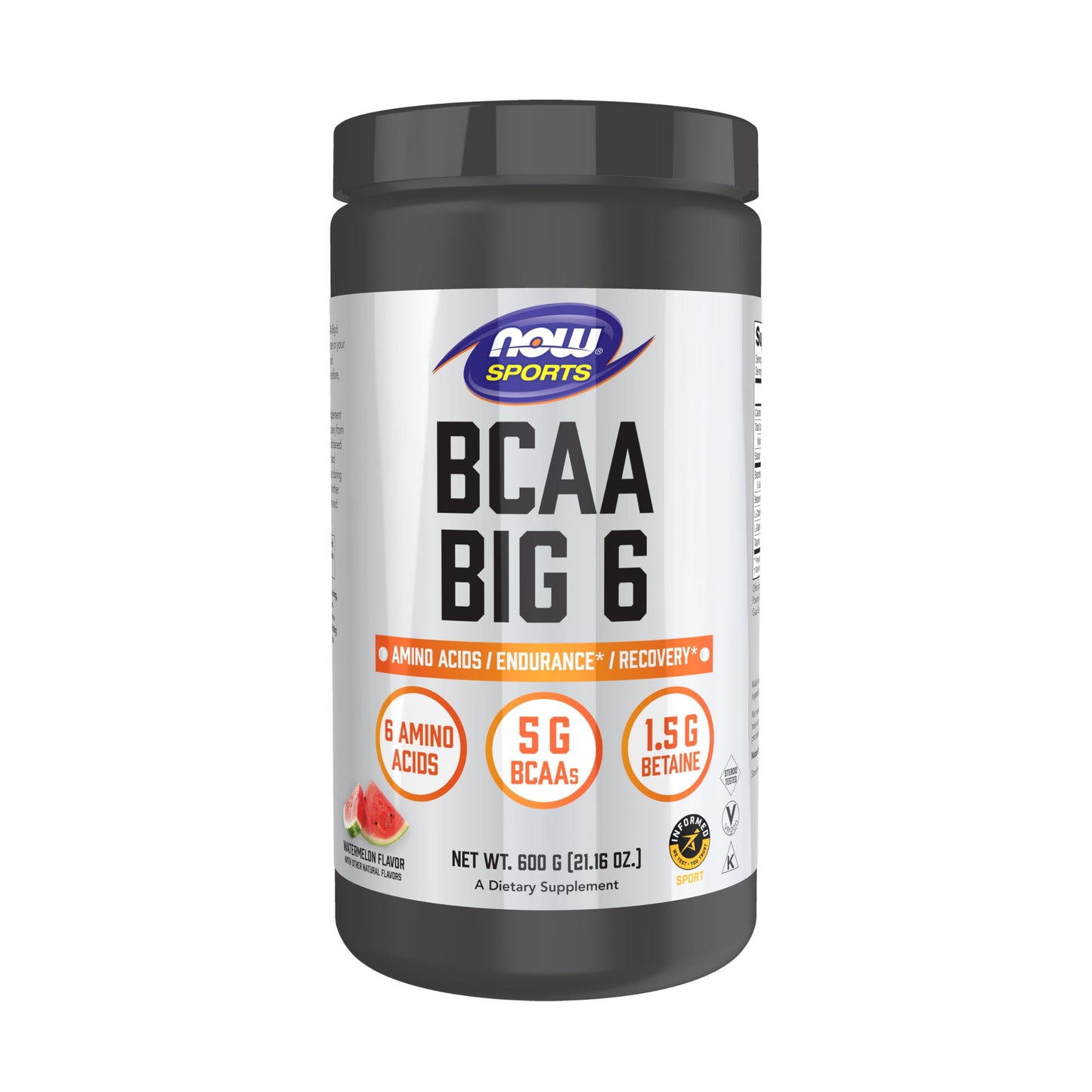 NOW Foods Sports Nutrition BCAA Big 6 Watermelon Flavor Powder 21.16 oz