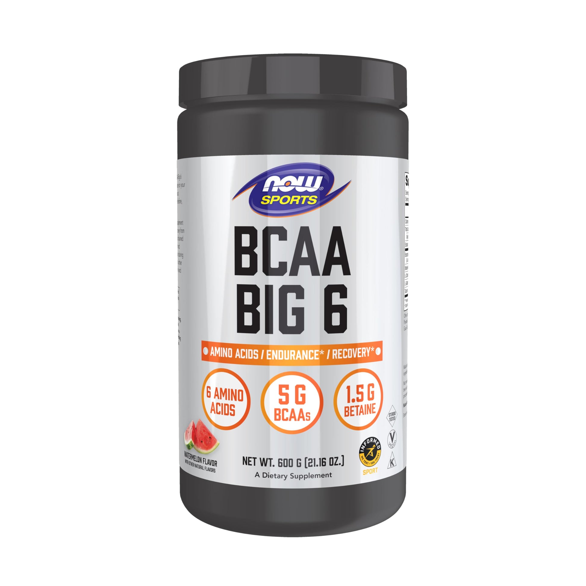 NOW Foods Sports Nutrition BCAA Big 6 Watermelon Flavor Powder 21.16 oz